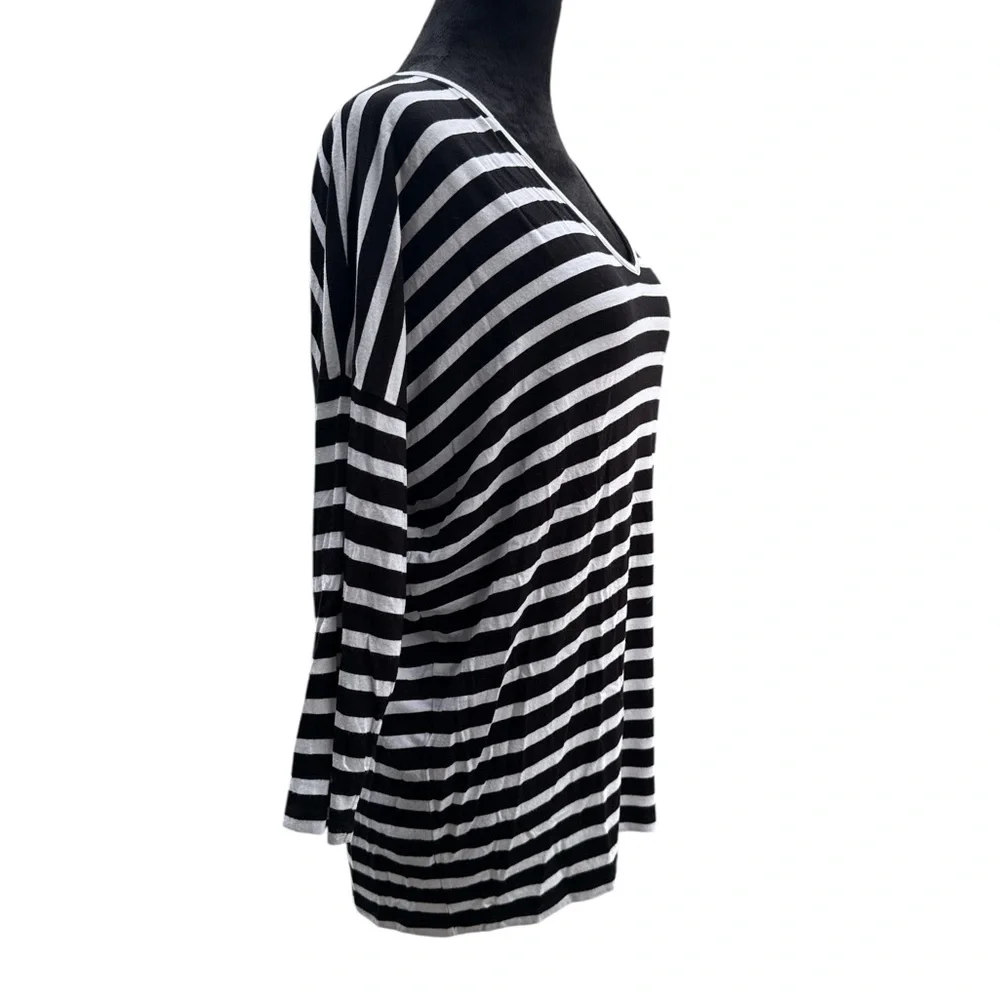 MICHAEL Michael Kors Black and White Striped Top size large - Picture 3 of 12